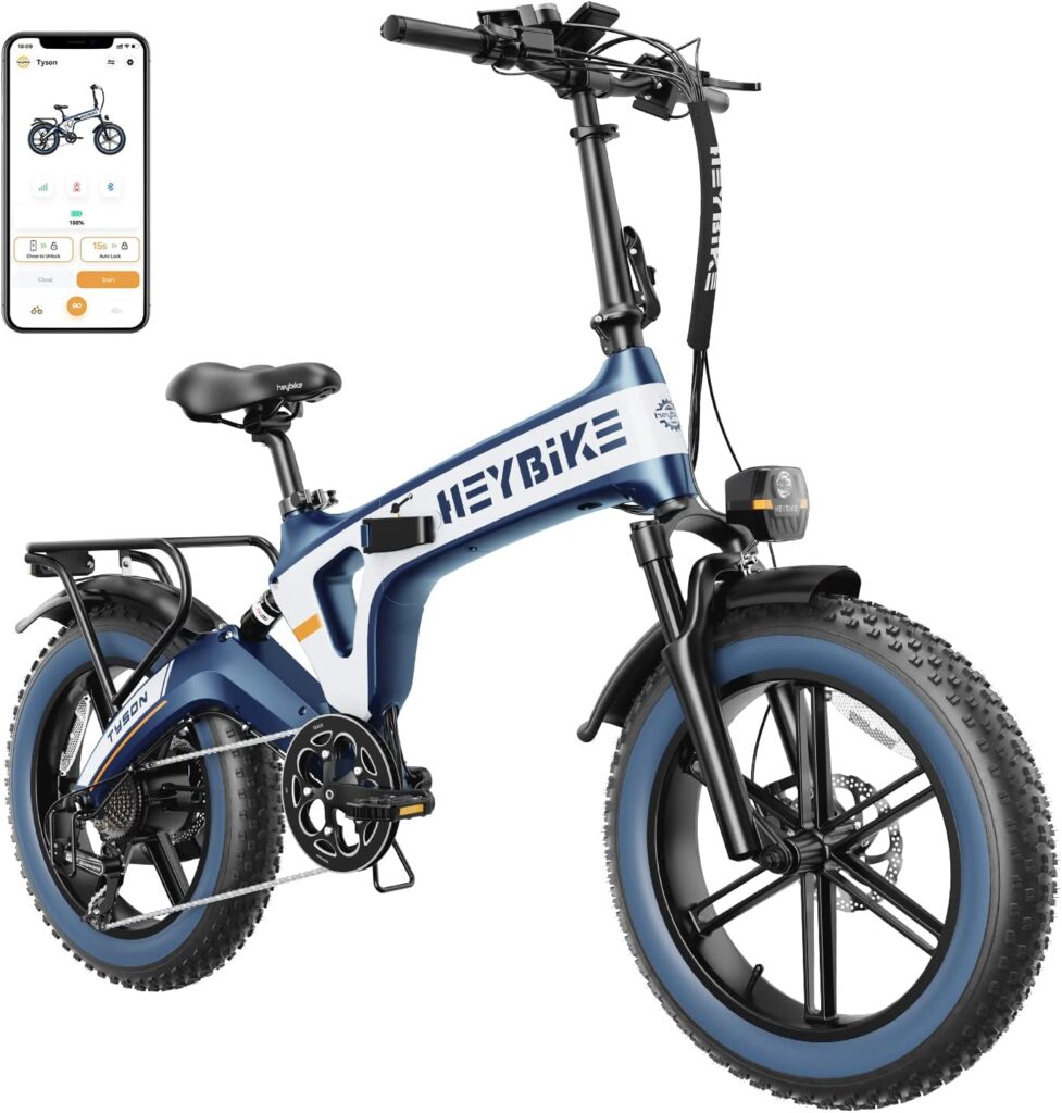 Heybike Tyson Folding Electric Bike for Adults, [Unibody Magnesium Alloy] 750W 28MPH 20 Fat Tire Ebike with 48V 15Ah Removable Battery,Dual Hydraulic Suspension, Upgrade Hydraulic Brake