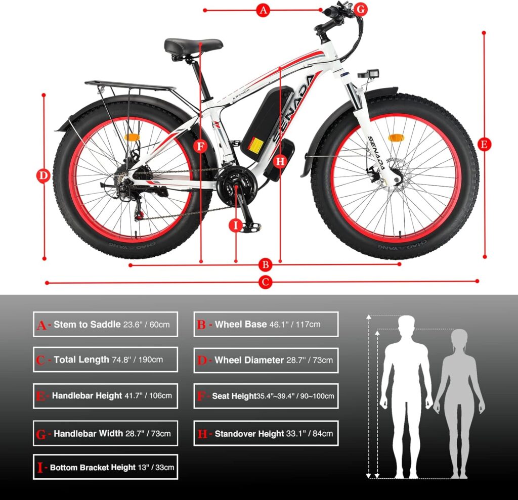 SENADA Fat Tire Electric Bike for Adults 26 x 4 Beach Snow Ebikes for Adults, 1000W Motor 48V 17.5Ah 30MPH Adult Electric Bike Long Range 40-65 Miles, E-Bicycle with 21-Speed UL Certified