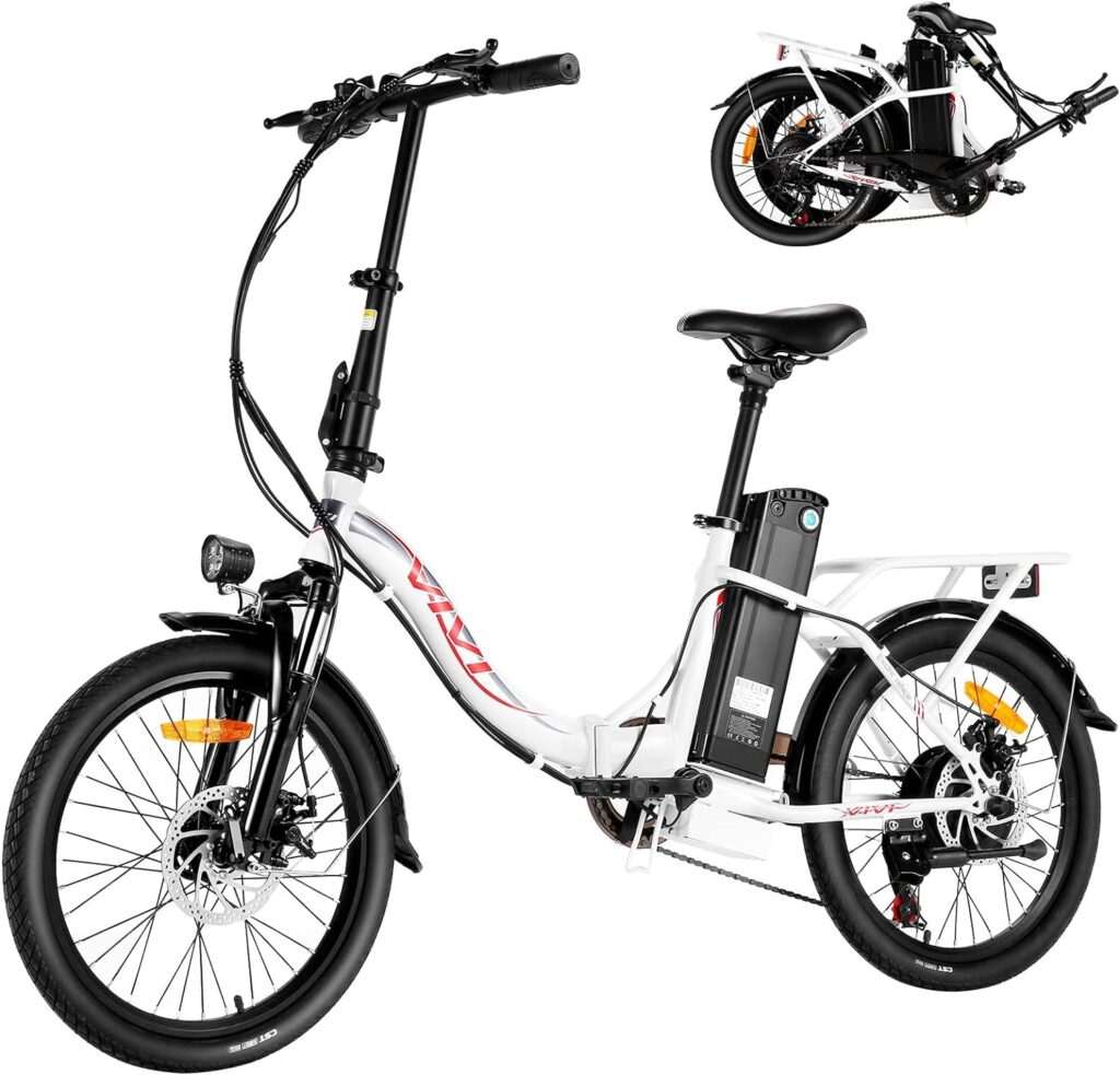 Vivi Electric Bike, 20 Folding Electric Bike 500W Ebikes for Adult, Foldable Ebike with 48V Removable Battery, Professional 7 Speed Adult Electric Bicycle Commuter Bike Full Suspension Cruise Control