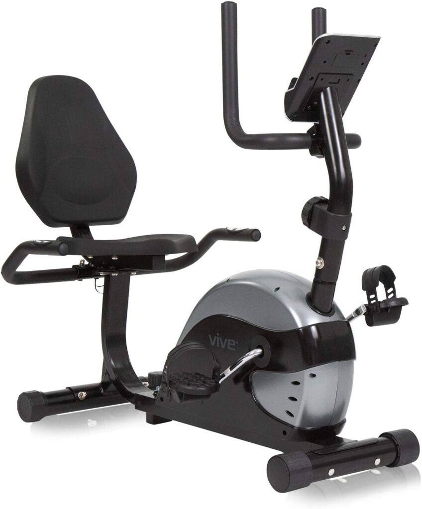 Vive Recumbent Exercise Bike - Stationary Recumbent Exercise Cycle Device for Seniors, Adults, Men and Women - Indoor Fitness Equipment - at Home Cycling, Adjustable Resistances, Digital Display