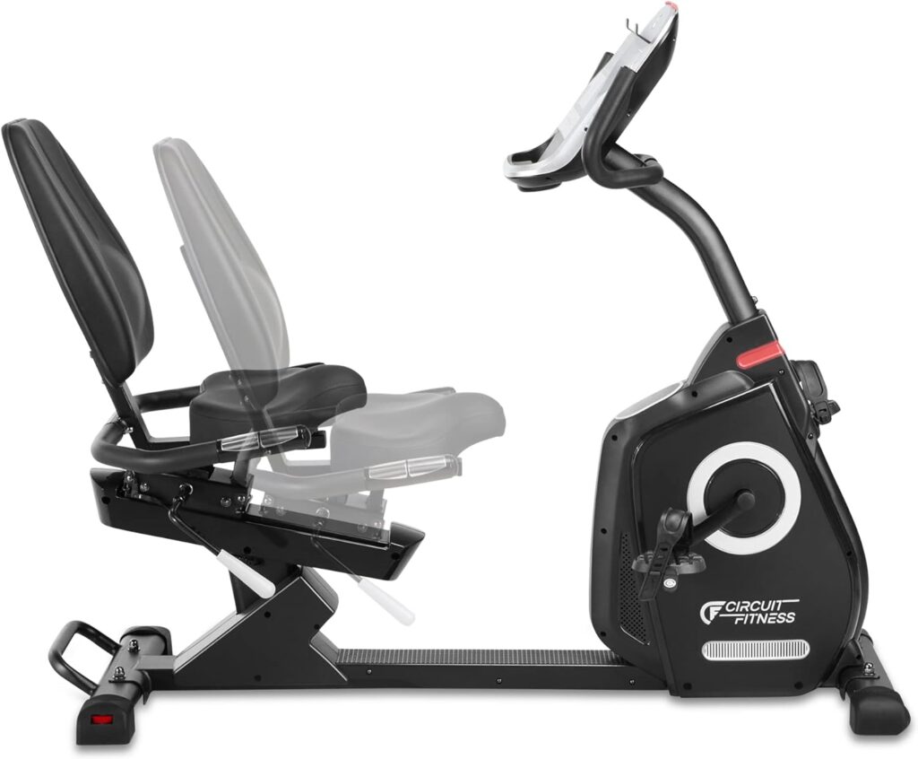 Circuit Fitness Recumbent Magnetic Exercise Bike with 15 Workout Programs, LCD and Heart Rate Monitor
