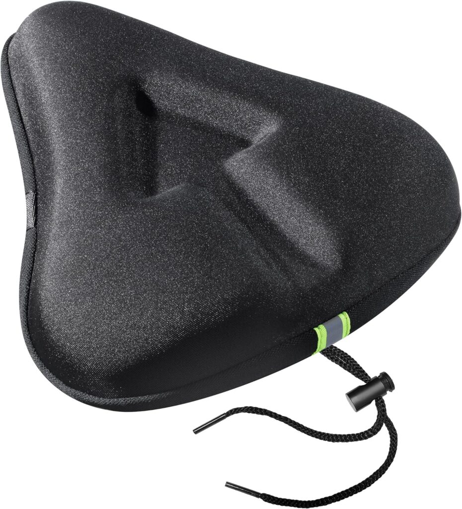 MERACH Exercise Bike Seat Cushion - Most Comfortable Gel Padded Bike Seat Cover for Men  Women, Compatible with Cruiser, Stationary Bike, Exercise Bike, Fit Wide Saddles (8.5-10 in)